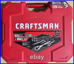 Craftsman 105 Piece SAE Metric Gunmetal Chrome Mechanic's Tool Set CMMT45304 NEW