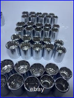 Craftsman 120pc 1/2 Drive Socket Lot SAE Metric 12 Point Chrome New No Box