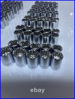 Craftsman 120pc 1/2 Drive Socket Lot SAE Metric 12 Point Chrome New No Box