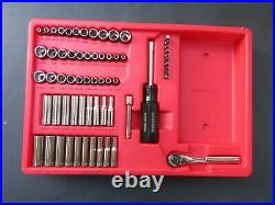 Craftsman 1/4 Inch 64 Piece Socket Ratchet Spinner Handle Tray Set Made In USA