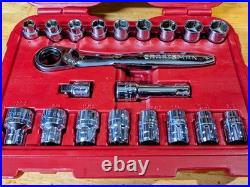 Craftsman 20 Pc Max Axess Pass-Thru Socket Set Ratchet SAE Metric 29308 3/8 Case