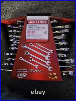 Craftsman 20 pc Piece Combination Ratcheting Wrench Set Metric MM & Standard SAE