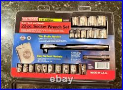 Craftsman 3/8 Dr. SAE MM Ratchet Socket Wrench Set USA 22Pc. 6 Point 45882 (NOS)