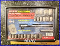Craftsman 3/8 Dr. SAE MM Ratchet Socket Wrench Set USA 22Pc. 6 Point 45882 (NOS)