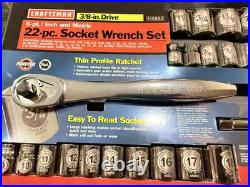 Craftsman 3/8 Dr. SAE MM Ratchet Socket Wrench Set USA 22Pc. 6 Point 45882 (NOS)