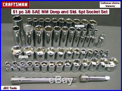 Craftsman 51 pc 3/8 Drive Socket Set Deep and Std. 6 pt SAE MM 50 27 23
