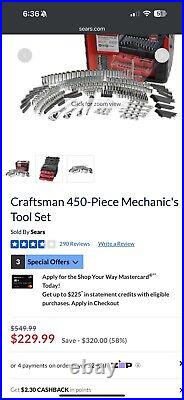 Craftsman 981080001 Mechanics Tool Set 450 Piece