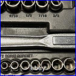 Craftsman USA 75pc Metric & SAE Socket Set 1/4, 3/8, & 1/2 Drive Vtg COMPLETE