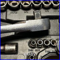 Craftsman USA 75pc Metric & SAE Socket Set 1/4, 3/8, & 1/2 Drive Vtg COMPLETE