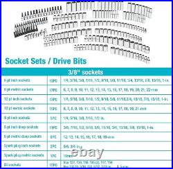 DURATECH 93/138/497 PCS Mechanics Tool Set Sockets Ratchet Wrench Set SAE/Metric