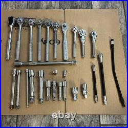Drive Ratchet Wrench Set 27 Pc Lot Socket & Accessories SAE Metric Quick Release
