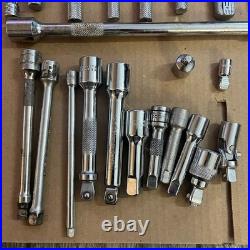 Drive Ratchet Wrench Set 27 Pc Lot Socket & Accessories SAE Metric Quick Release