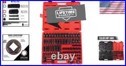 Durable 3/8 Drive Impact Socket Set 80 Pieces, SAE/Metric with Universal Joint