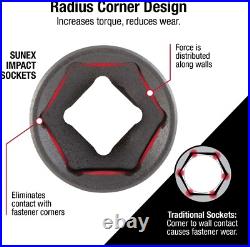 Durable 3/8 Drive Impact Socket Set 80 Pieces, SAE/Metric with Universal Joint