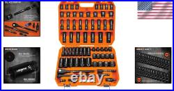 Durable 67-Piece Coated Chrome Vanadium Impact Socket Set SAE & Metric
