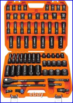 Durable 67-Piece Coated Chrome Vanadium Impact Socket Set SAE & Metric