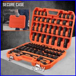 Durable 67-Piece Coated Chrome Vanadium Impact Socket Set SAE & Metric