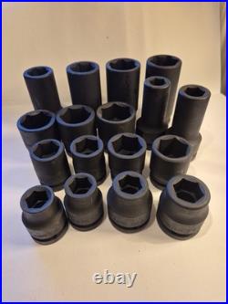 FACOM 3/4 Drive Impact Sockets LOT 17pcs NK Series Deep & Standard Metric + SAE