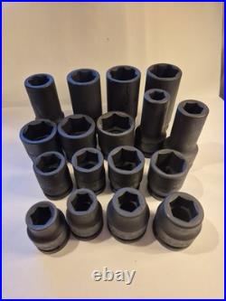 FACOM 3/4 Drive Impact Sockets LOT 17pcs NK Series Deep & Standard Metric + SAE