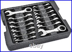 GEARWRENCH 14 Pc. 12 Point Stubby Ratcheting Sae/Metric Combination Wrench Set