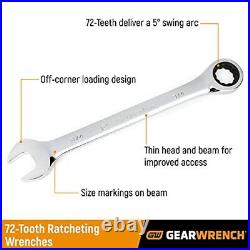 GEARWRENCH 34 Pc. Standard & Stubby Ratcheting Wrench Set SAE & Metric 85034