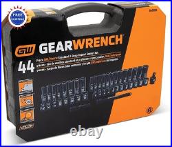 GEARWRENCH 44 Pc 38 Drive 6 Point Standard Deep Impact SAE Metric Socket Set