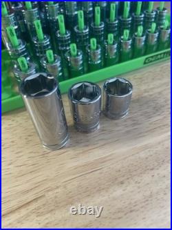 GearWrench 1/4 Metric & SAE Shallow Mid Deep 6 point Sockets with Trays Semi-Deep