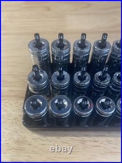 GearWrench 1/4 Metric & SAE Shallow Mid Deep 6 point Sockets with Trays Semi-Deep