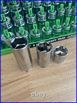 GearWrench 3/8 Metric & SAE Shallow Mid Deep 6 pt Sockets with Hansen Trays