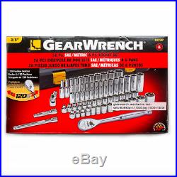 Gearwrench 3/8 in Drive Mechanic Tool Set 56 Piece Sockets Metric SAE Extension