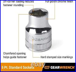 Gearwrench 49 Pc 1/2 Drive 6 Pt Socket Set SAE Metric Deep Standard Point 80700