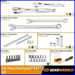 Gearwrench 80972 Mechanics Tool Set, 12 Point SAE/Metric, 243 Piece