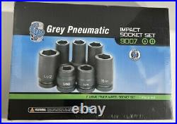 Grey Pneumatic 9007 1 Drive Standard and Deep 7 Piece Impact Socket Set NEW