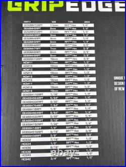 Grip Edge MH38S 38 Pc Master RPT Hex Bit Allen Socket Set Metric & SAE GRIPEDGE