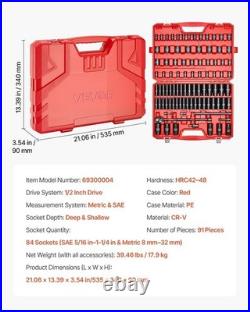 Heavy-Duty 91-Piece Impact Socket Set, SAE & Metric