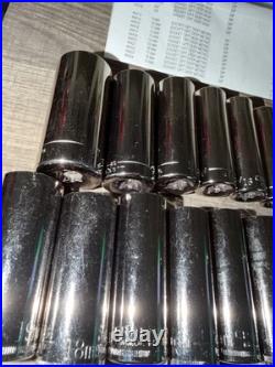 Huge 19pc Sears Craftsman USA Nos 12pt Deep Socket Set Metric Sae 3/8 Drive