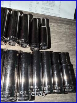 Huge 19pc Sears Craftsman USA Nos 12pt Deep Socket Set Metric Sae 3/8 Drive