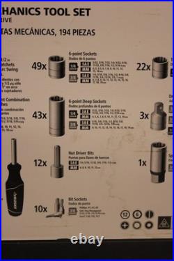 Husky 194-Piece SAE/Metric Mechanics Tool Set with Case C1