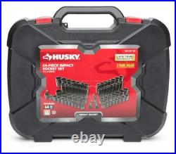 Husky 1/2 Drive SAE/Metric 6-Point Impact Socket Set 64-Piece Complete Kit