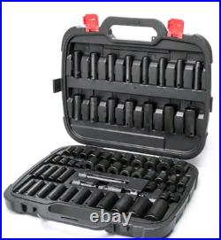 Husky 1/2 Drive SAE/Metric 6-Point Impact Socket Set 64-Piece Complete Kit