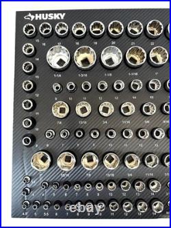 Husky 200 Piece 1/4 in 3/8 in & 1/2 in Drive Socket Set Holder In EVA Foam Trays