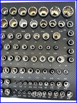 Husky 200 Piece 1/4 in 3/8 in & 1/2 in Drive Socket Set Holder In EVA Foam Trays