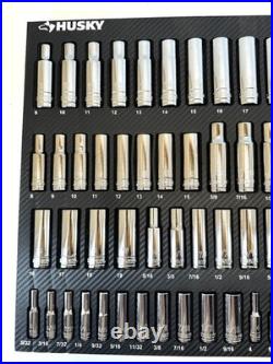 Husky 200 Piece 1/4 in 3/8 in & 1/2 in Drive Socket Set Holder In EVA Foam Trays