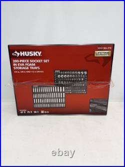 Husky 200 Piece 1/4 in. 3/8 in. & 1/2 in. Drive Socket Set in EVA Foam Tray