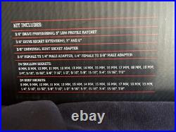 Icon Set 3/8 Drive Modular General Service 54 Pieces SAE & Metric 6 Pt Sockets