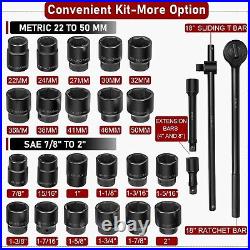 Impact Socket Set 27 PCs 3/4 Drive 6 Point SAE 7/8-2, Metric 22 to 50 mm Impact Socket Set 27 PCs 3/4 Drive 6 Point SAE 7/8-2, Metric 22 to 50 mm