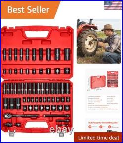 Impact Socket Set 3/8 Drive, 64-Piece Standard SAE 5/16 to 1 inch & Metric 6