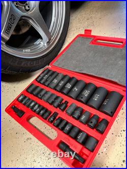 Impact Socket Set, 40 Pieces SAE & Metric Standard and Deep Sockets. 6-Point