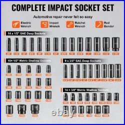 Impact Socket Set 59 Piece CrMo Alloy Steel SAE Metric Auto Repair