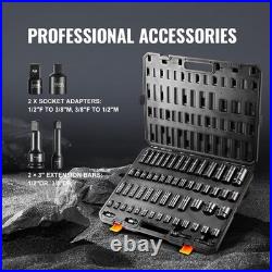 Impact Socket Set 59 Piece CrMo Alloy Steel SAE Metric Auto Repair